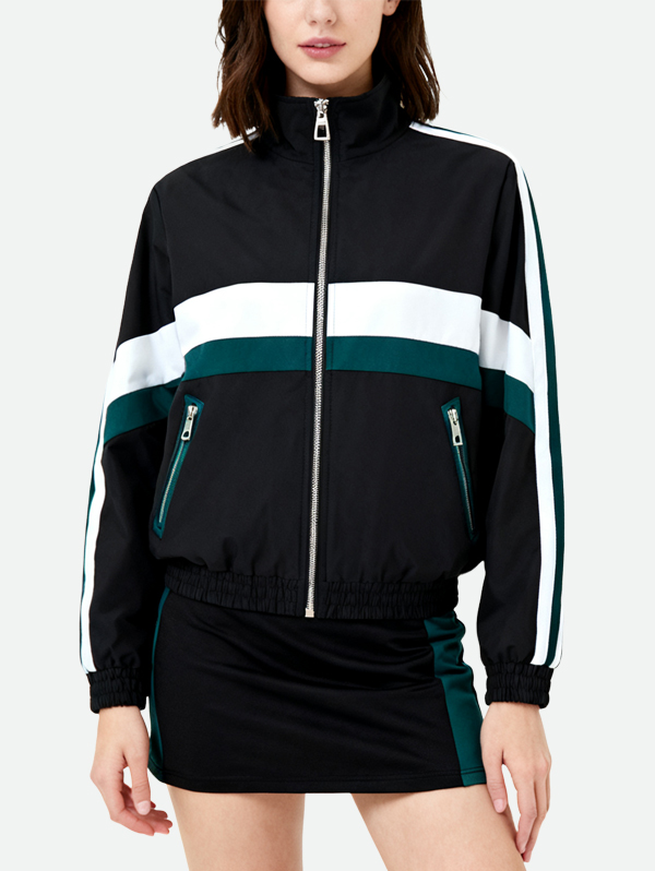 unique-stripe-patchwork-stand-up-collar-womens-sports-jacket