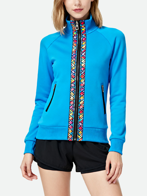 colorful-geometric-decor-zip-cardigan-womens-sports-jacket